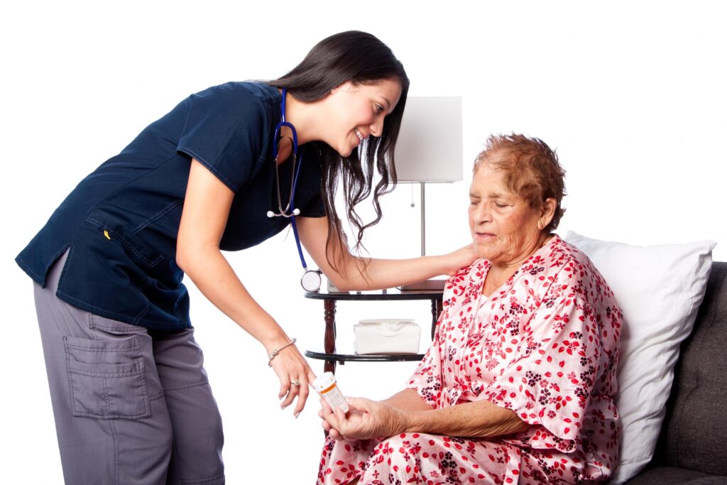 nurse handing the medicine